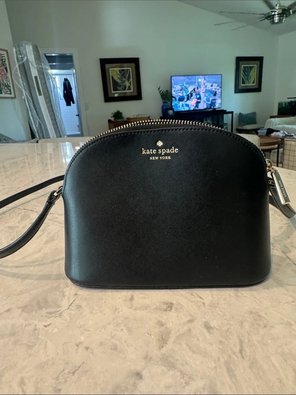 kate spade Black Leather purse with Gold Logo
